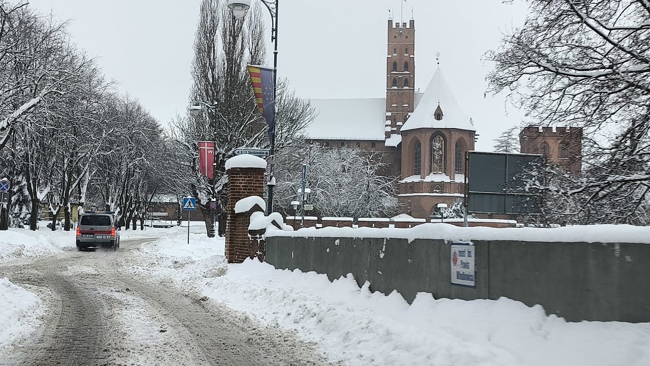 🌊❄️ Malbork 12.01.2025 – zimowy przejazd przez miasto 🚗🏙️