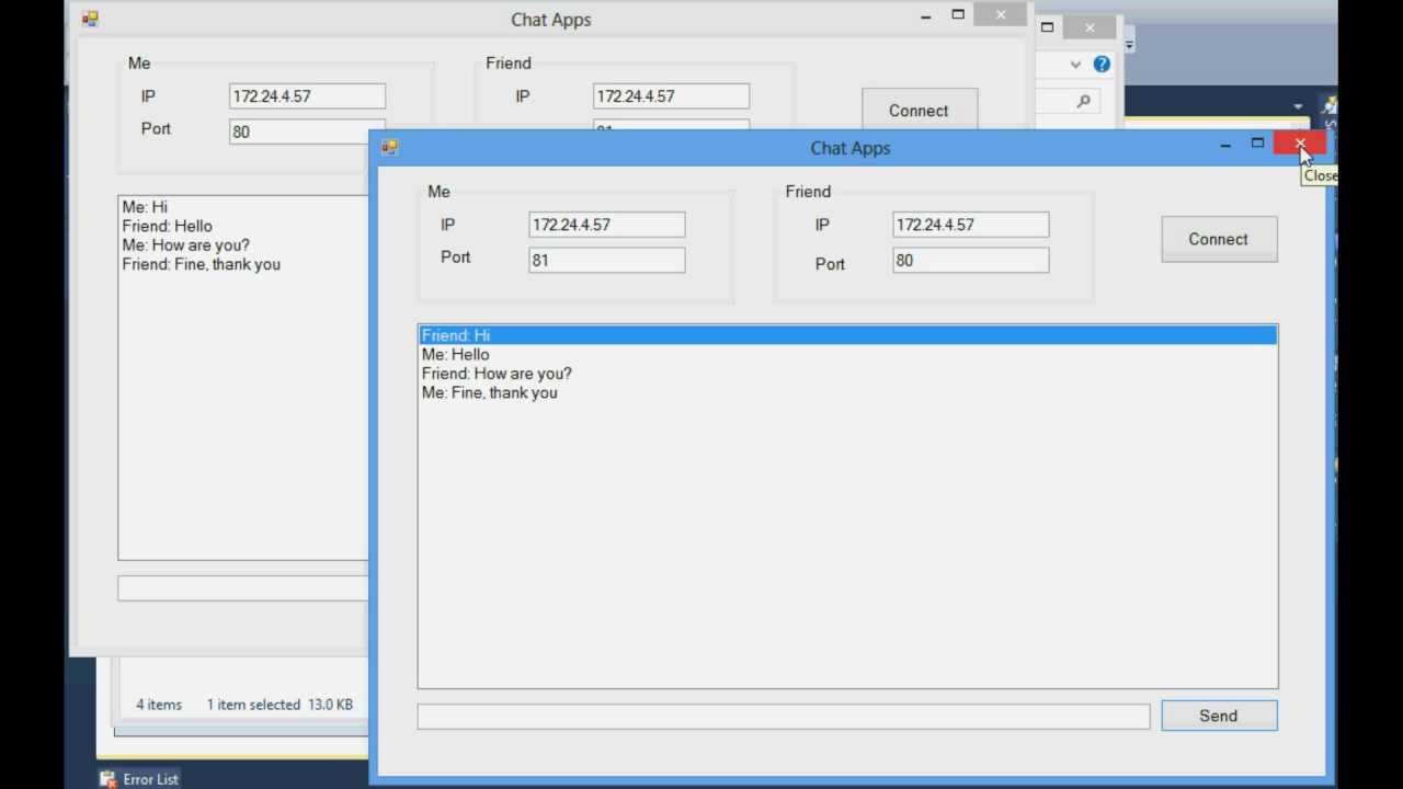 windows chat application using microsoft visual C#