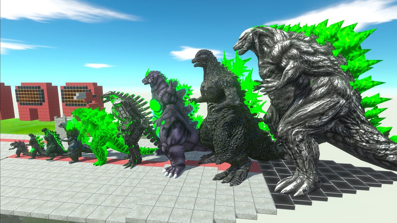 EVOLUTION of GODZILLA EARTH RADIATION Size Comparison vs Team KONG x SHIMO - Animal Revolt Battle