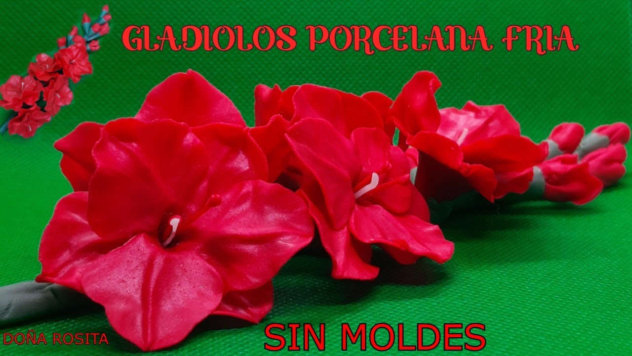 😍 DIY Como hacer flores con porcelana fria SIN MOLDES  🌺🌺🌺 Ramito de Gladiolos