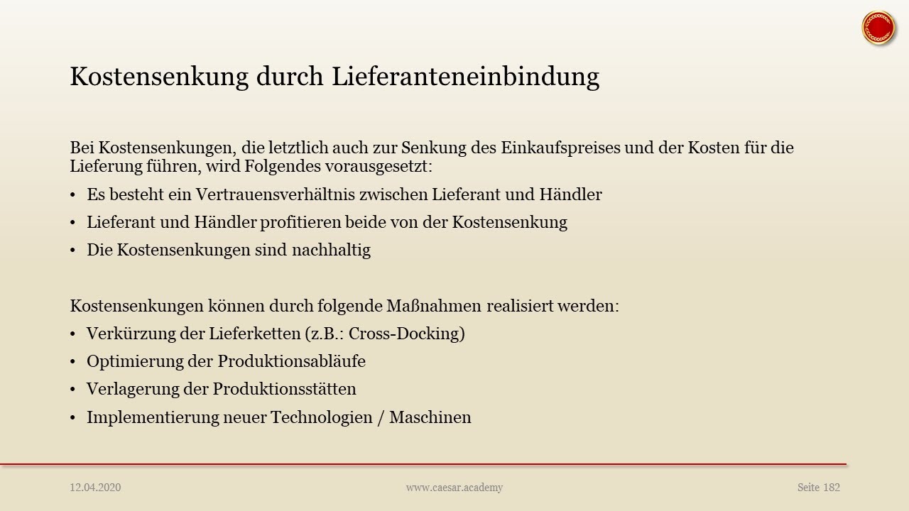 Kostensenkung durch Lieferanteneinbindung - 👨🏼&zwj;🎓 EINFACH ERKL&Auml;RT 👩🏼&zwj;🎓