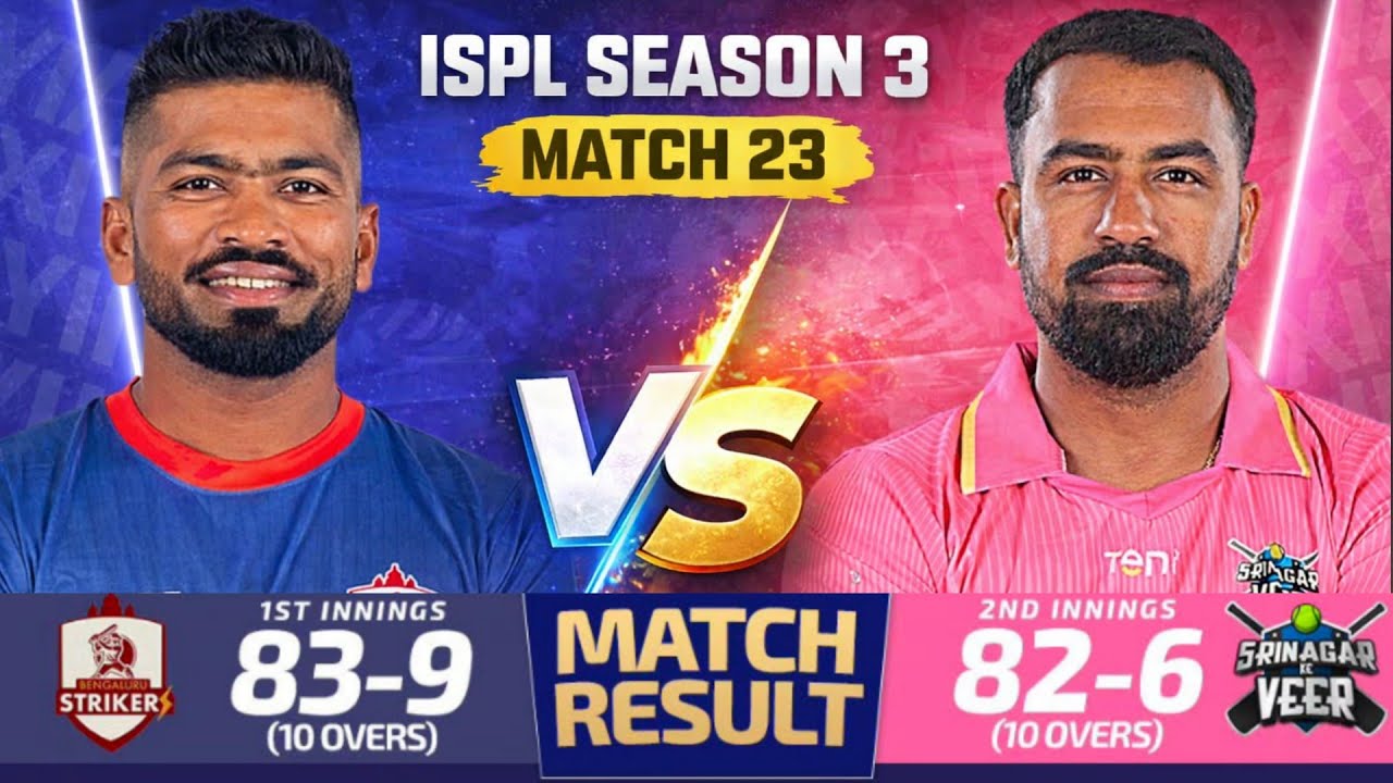 Bangalore Striker vs Shrinagar Ke Veer Full Highlights Match No-23 || ISPL SEASON-3 