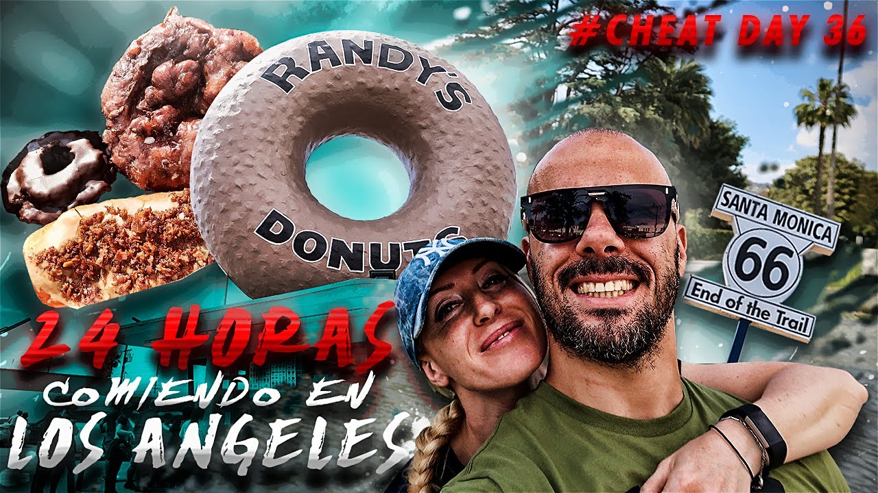 24 horas COMIENDO 🌯🍩🥓 en LOS ANGELES / DIA 16 en USA / santa monica / randys donuts / dks donuts