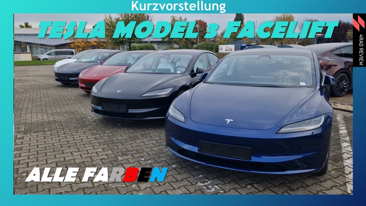 Tesla Model 3 Highland Facelift, alle Farben und Kurzvorstellung, colors