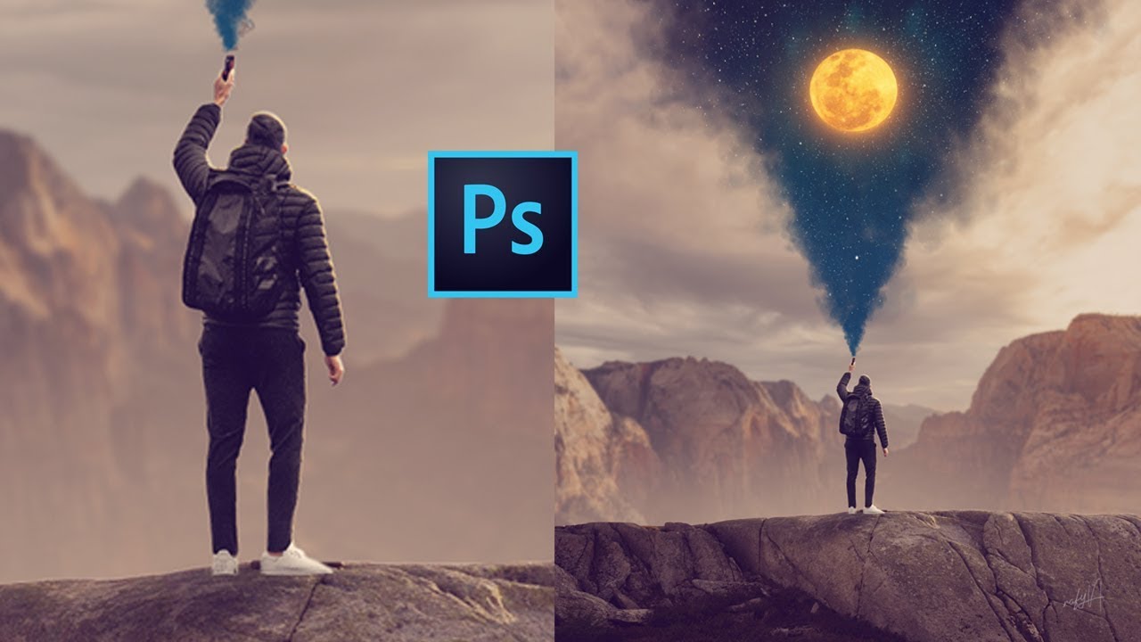 Smoke Night Photo Manipulation Composite Photoshop Tutorial