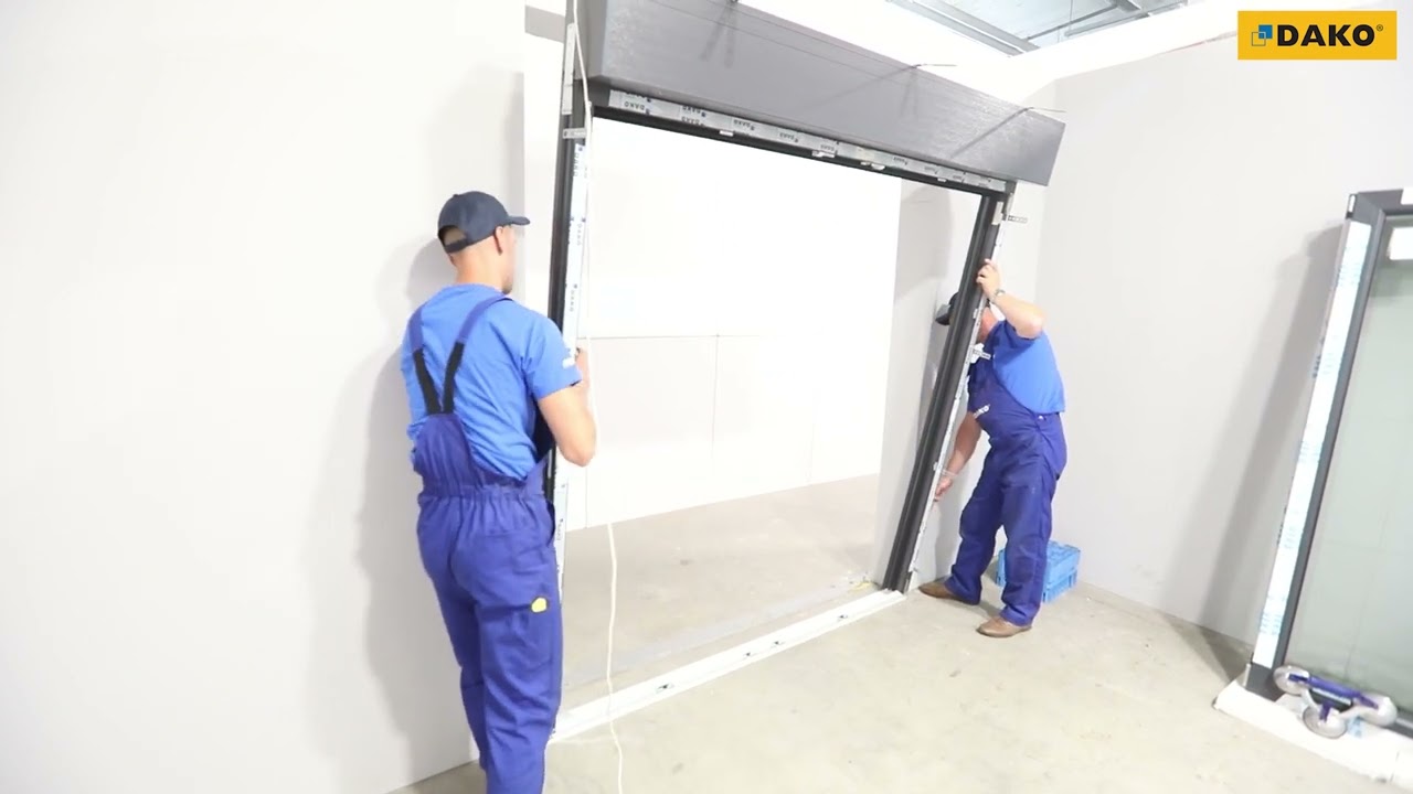 Installation instructions for balcony doors with top-mounted roller shutter system DPQ-82