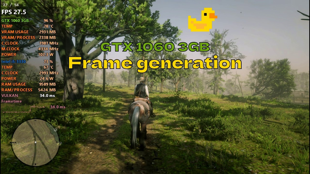 Red Dead Redemption 2 | Lossless Scaling 2.11 Frame Generation | GTX 1060 3GB