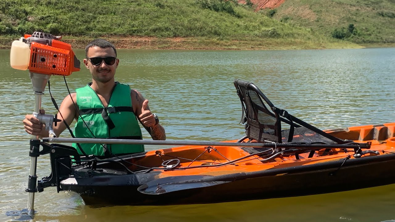 Suporte e controle para motor 3hp 62cc no caiaque - Tuna Pro