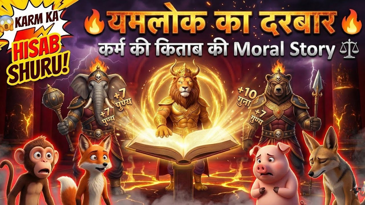 शेर यमराज और यमलोक का दरबार | कर्म की किताब | Moral Story | ToonKids Hindi |  3D हिंदी कहानी 