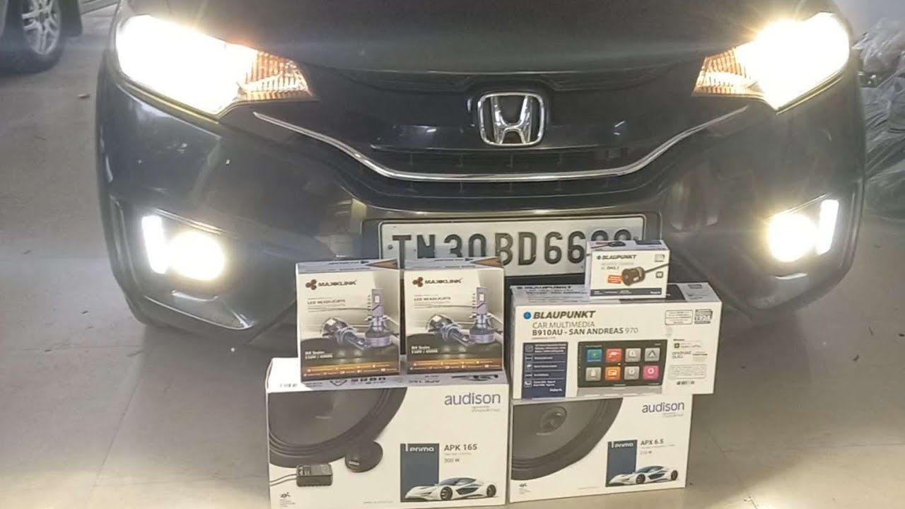 THE BEST audio upgrade in Honda Jazz @ Konark Car Accessories!!Blaupunkt stereo, Audison speakers...