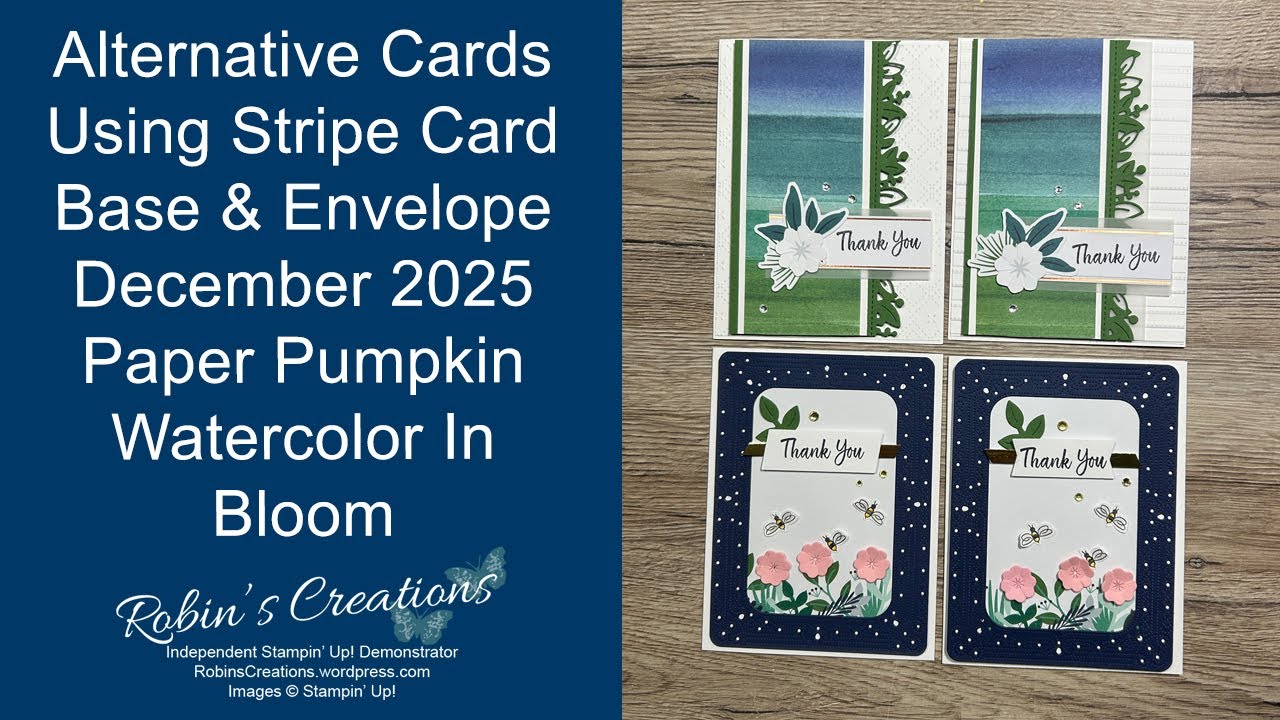 Alternatives Using the Stripe Card Base & Envelope - Dec 2025 Paper Pumpkin Kit Watercolor In Bloom