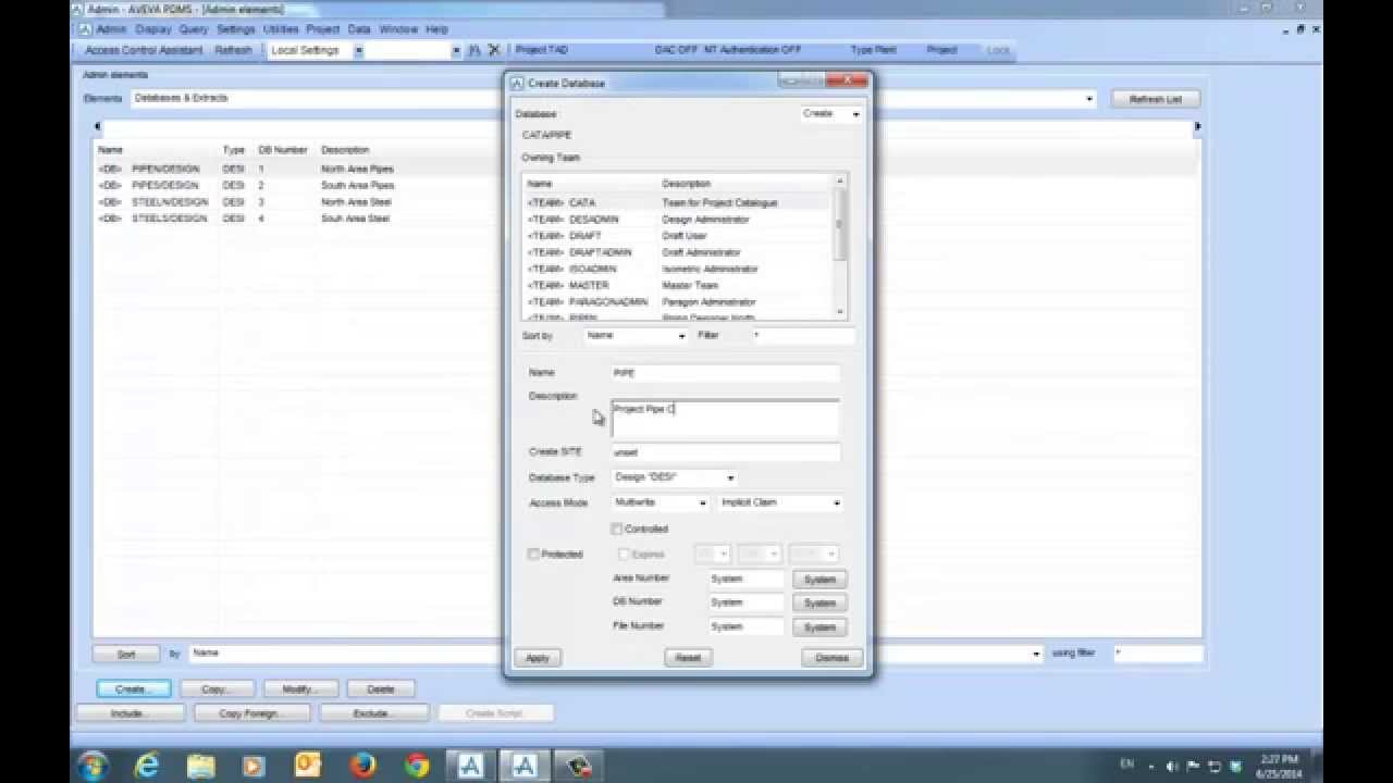 Aveva PDMS/Admin/Creating and setting up new project