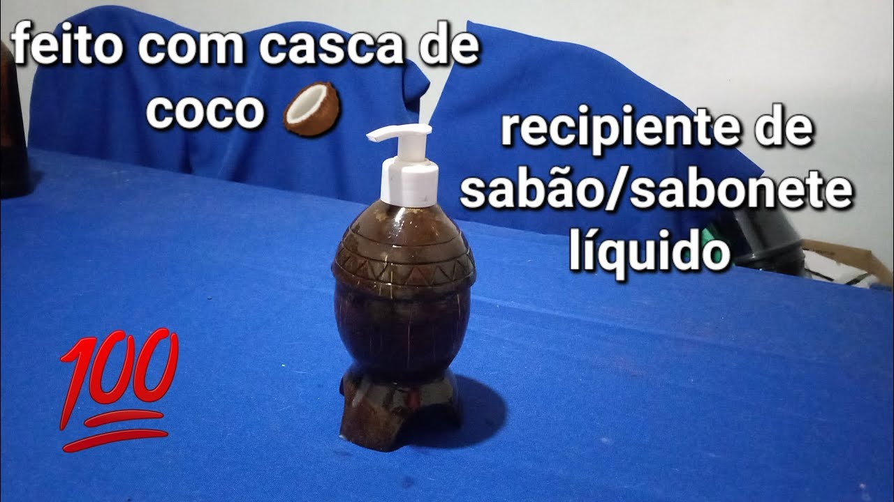 recipiente de sabonete l&iacute;quido feito com casca de coco🥥