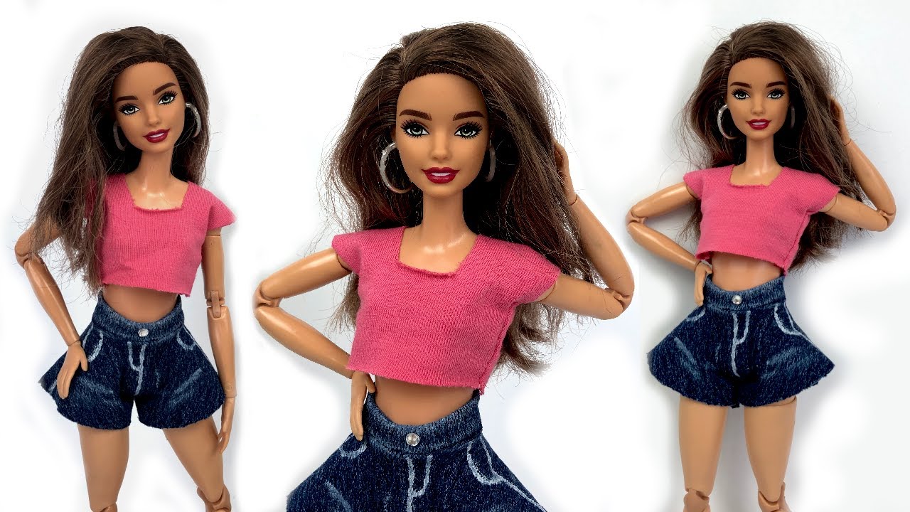How to Make Barbie Doll Clothes | Easy Clothes for Dolls | Barbie Shorts and Top