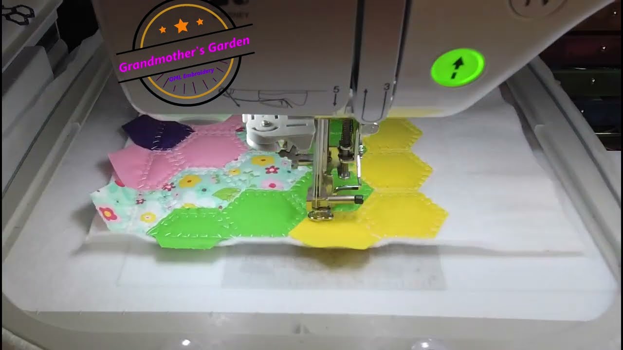 Grandmother's Garden Hexagon In the Hoop Quilt  timelapse