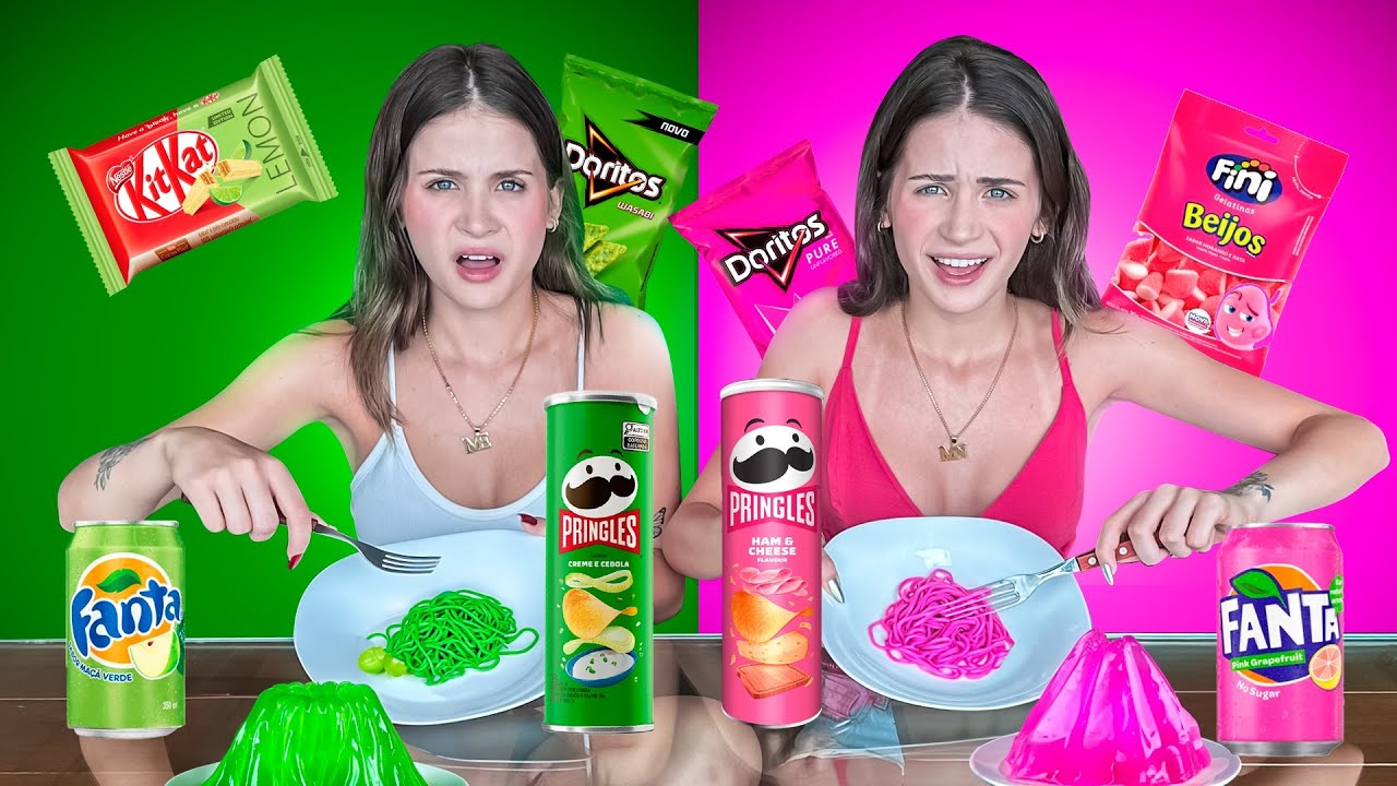 COMENDO ROSA VS VERDE POR 24 HORAS!!