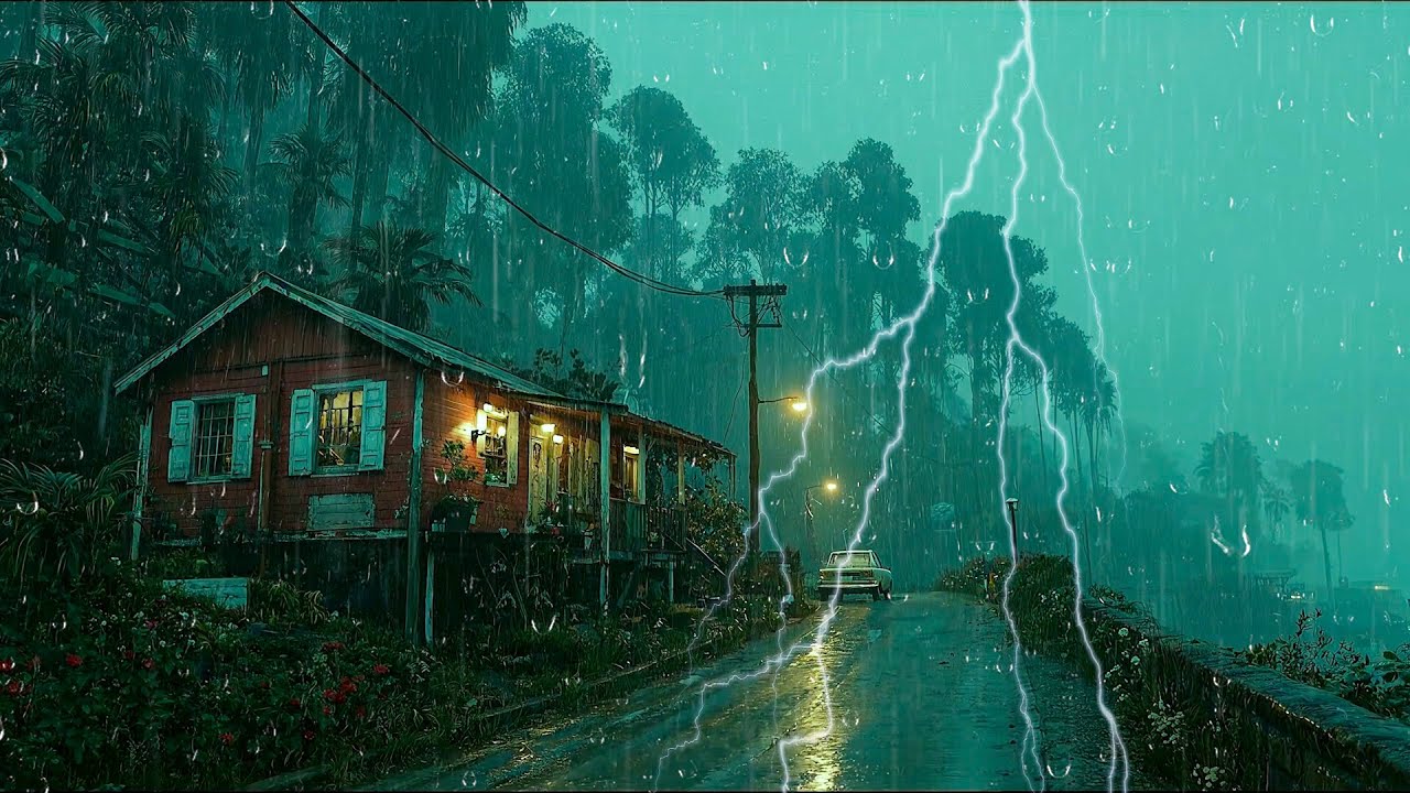 Sonido de Lluvia Fuerte y Truenos Intensos sobre el Techo para Dormir Profundamente