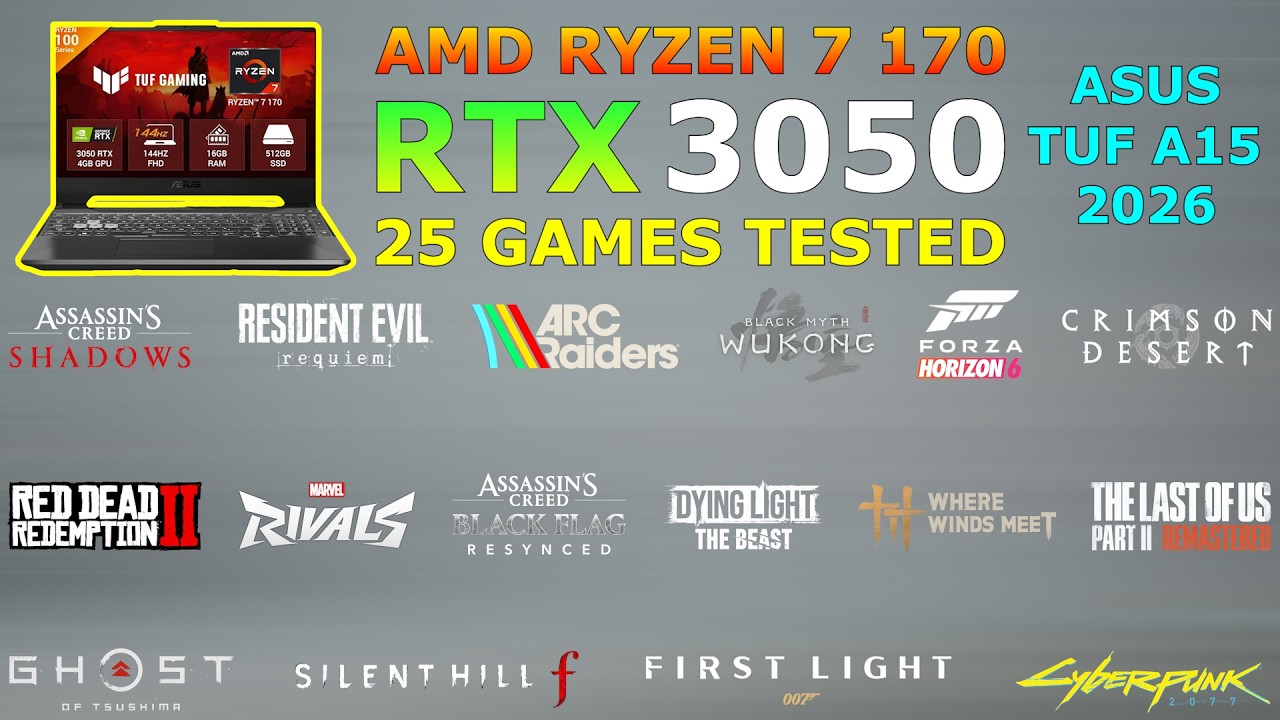 ASUS TUF A15 &ndash; Ryzen 7 170 + RTX 3050 &ndash; Good Enough in 2026? (25 Games Tested)