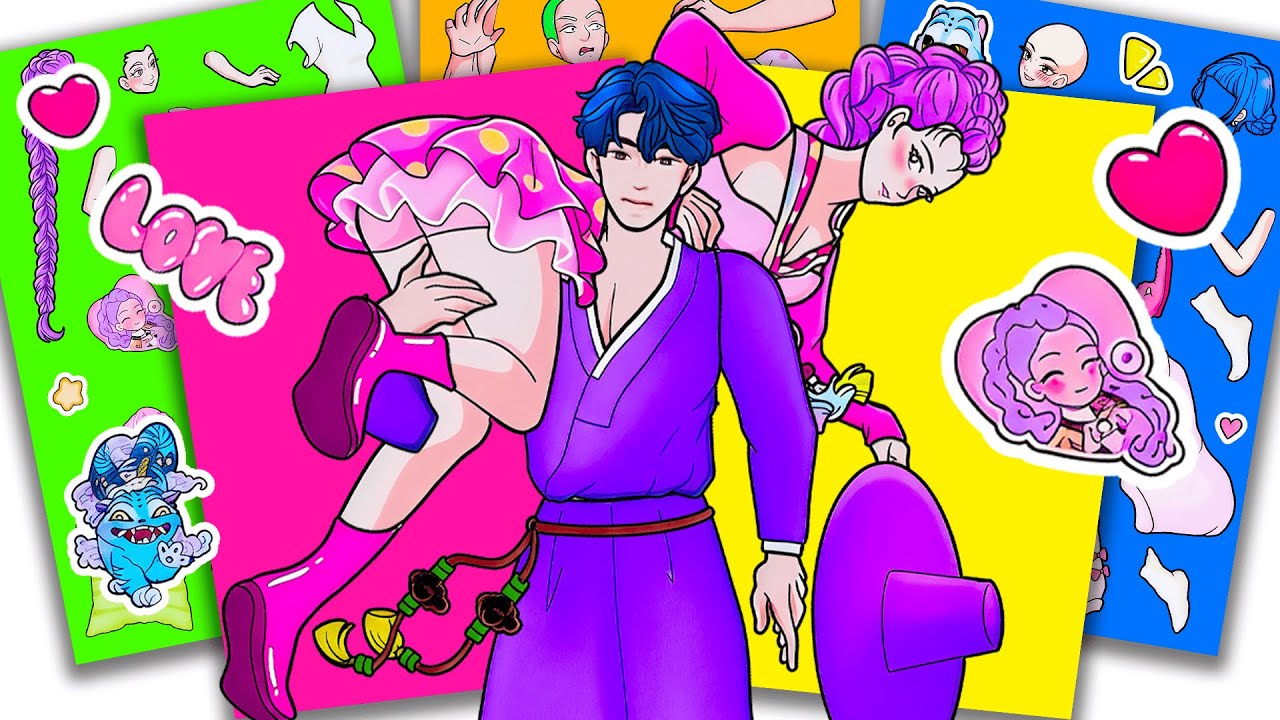 AMAZING ROMANTIC of Love  HUNTRIX RUMI and SAJA BOYS - KPOP DEMON HUNTERS | Sticker Book DIY