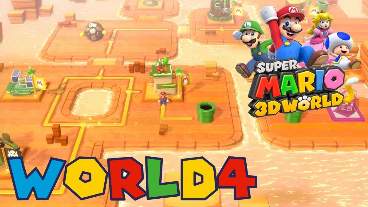 World 4 - All Green Star & Stamp 100% Gameplay Walkthrough - Super Mario 3D World