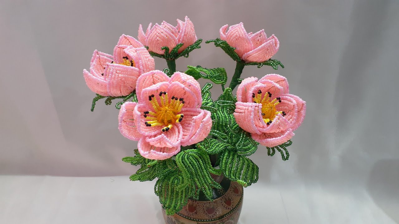 💐Анемоны  мастер класс цветы из бисера!!!/Anemones master class flowers from beads !!!