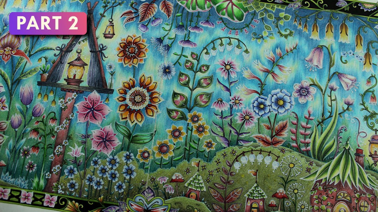 Coloringl: Lantern Part 2 | WORLD OF FLOWERS book by Johanna Basford | Faber-Castell Polychromos