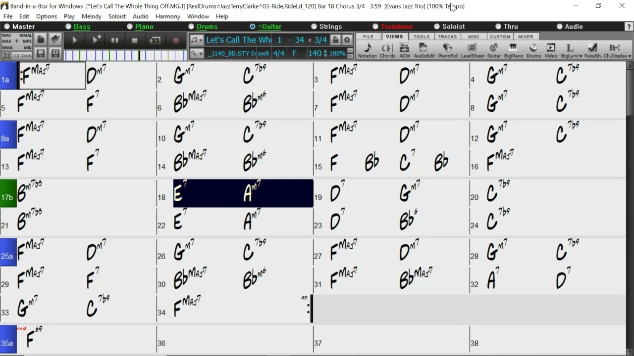 BACKING TRACK - LET'S CALL THE WHOLE THING OFF (F) 140 BPM SWING