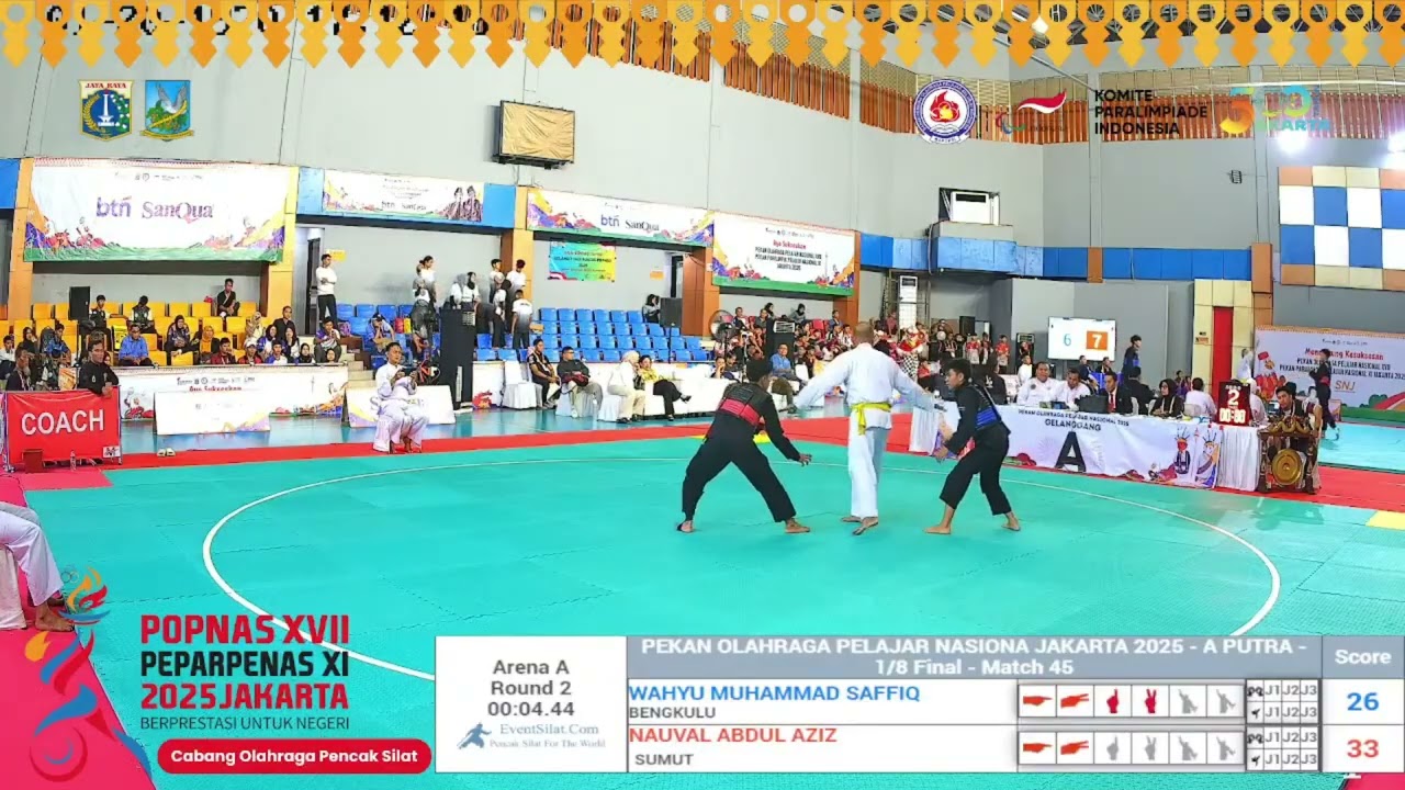 AKSI PESILAT DA (MERAH) VS PESILAT BENGKULU (BIRU) DI AJANG POPNAS XVII JAKARTA 2025