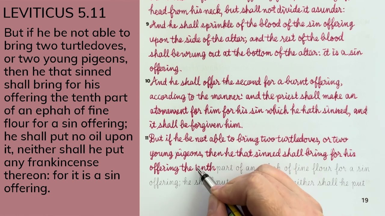 5.11 LEVITICUS cursive handwriting / Holy Bible / KJV