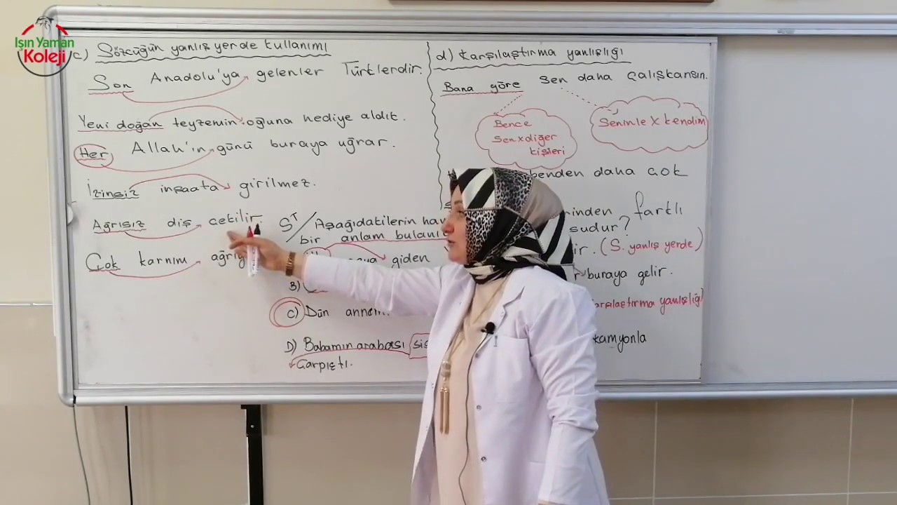 Türkçe   Anlatım Bozukluğunda Sözcüğün Yanlış Yerde Kullanımı ve Karşılaştırma Yanlışlığı