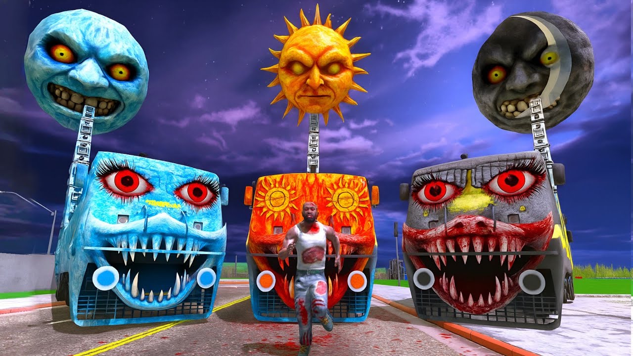 Ice Train Moon Train Play hide and kill in Indian Bikes Driving 3d