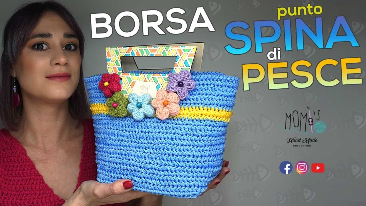 TUTORIAL BORSA UNCINETTO - PUNTO SPINA DI PESCE || CROCHET BAG - HERRINGBONE STITCH🌻 Momì's 🌻