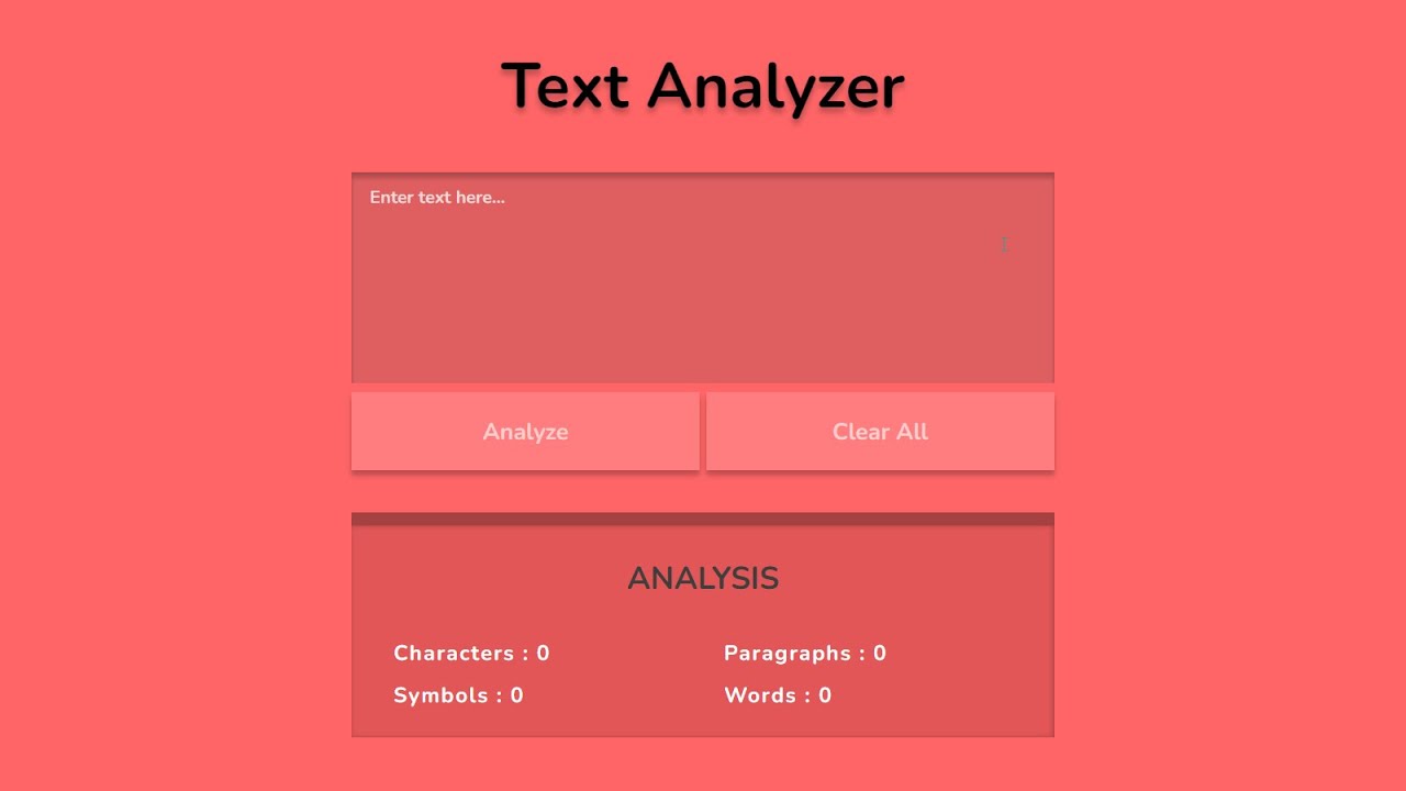 Text Analyzer using javascript | simple paragraph counter | simple word counter