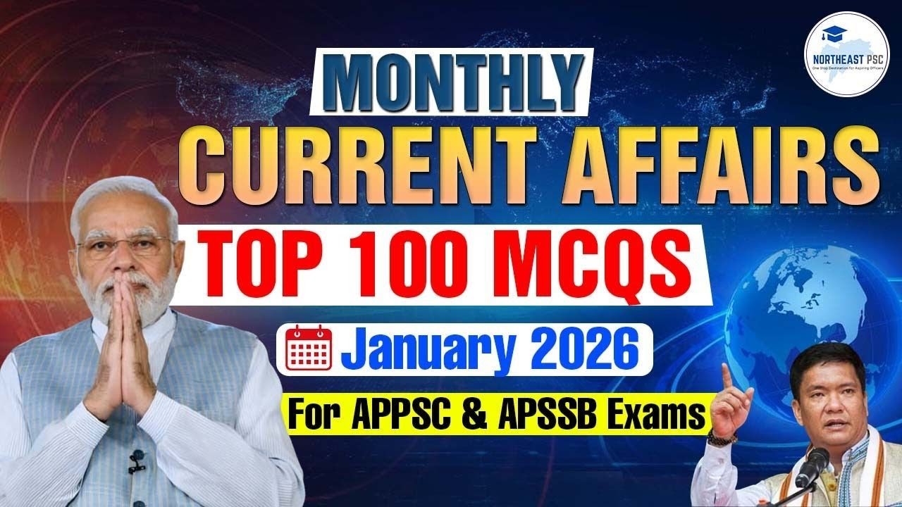 January 2026 Current Affairs P1 I Top 100 MCQs #appsc #apssb