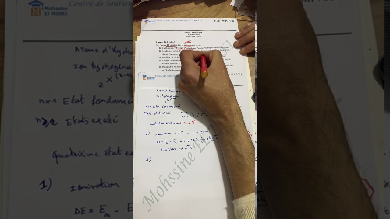 Examen Atomistique (module de Bohr +configuration électronique + tableau périodique règle de slater)