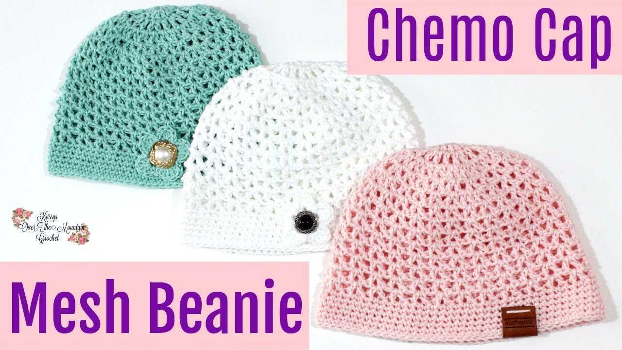 How To Crochet An Easy Mesh Chemo Cap - Summer Chemo Head Gear - Lion Brand Coboo Yarn