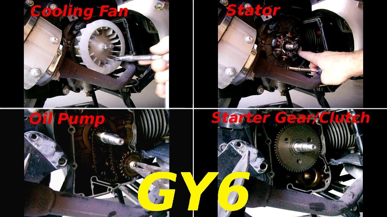How To Remove GY6 COOLING FAN/FLYWHEEL/STATOR/OIL PUMP/STARTER CLUTCH