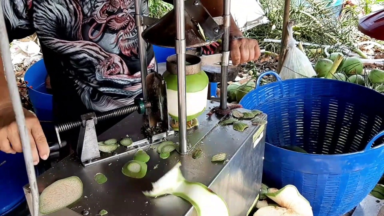 Coconut Cutting Machine 🥥🌴 Coconut Cutting Skills 🔪 Thai Street Food