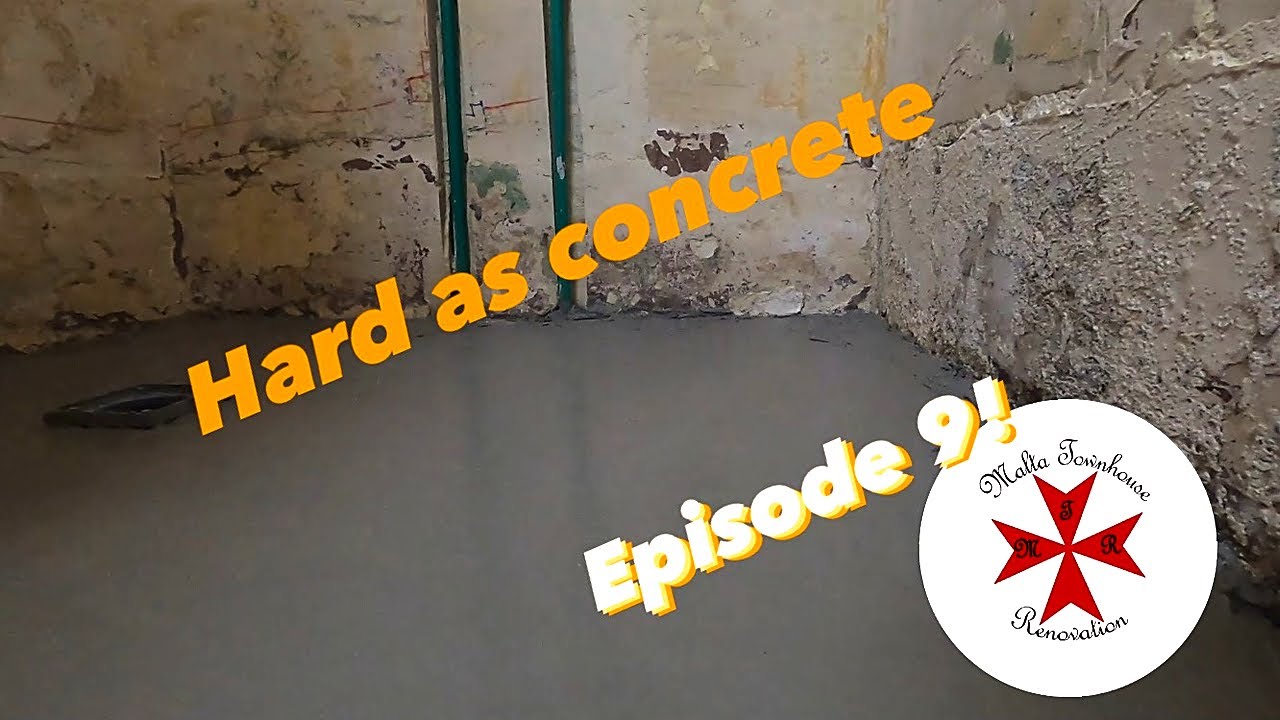 Concrete floor in bathroom | Episode 9 of our Malta townhouse renovation