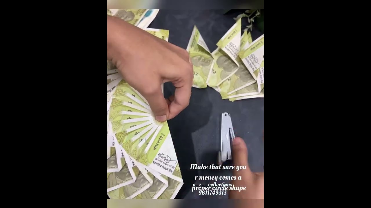 1000 rs Money necklace making tutorial #reels #moneynecklace #1000rsnote #moneyhamper