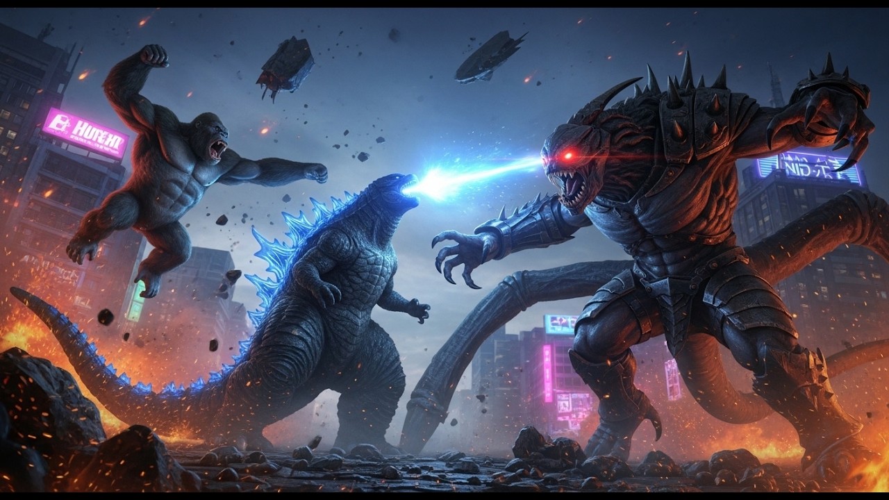 Who Wins? Godzilla vs. Kong vs. the Beast Fight Animation