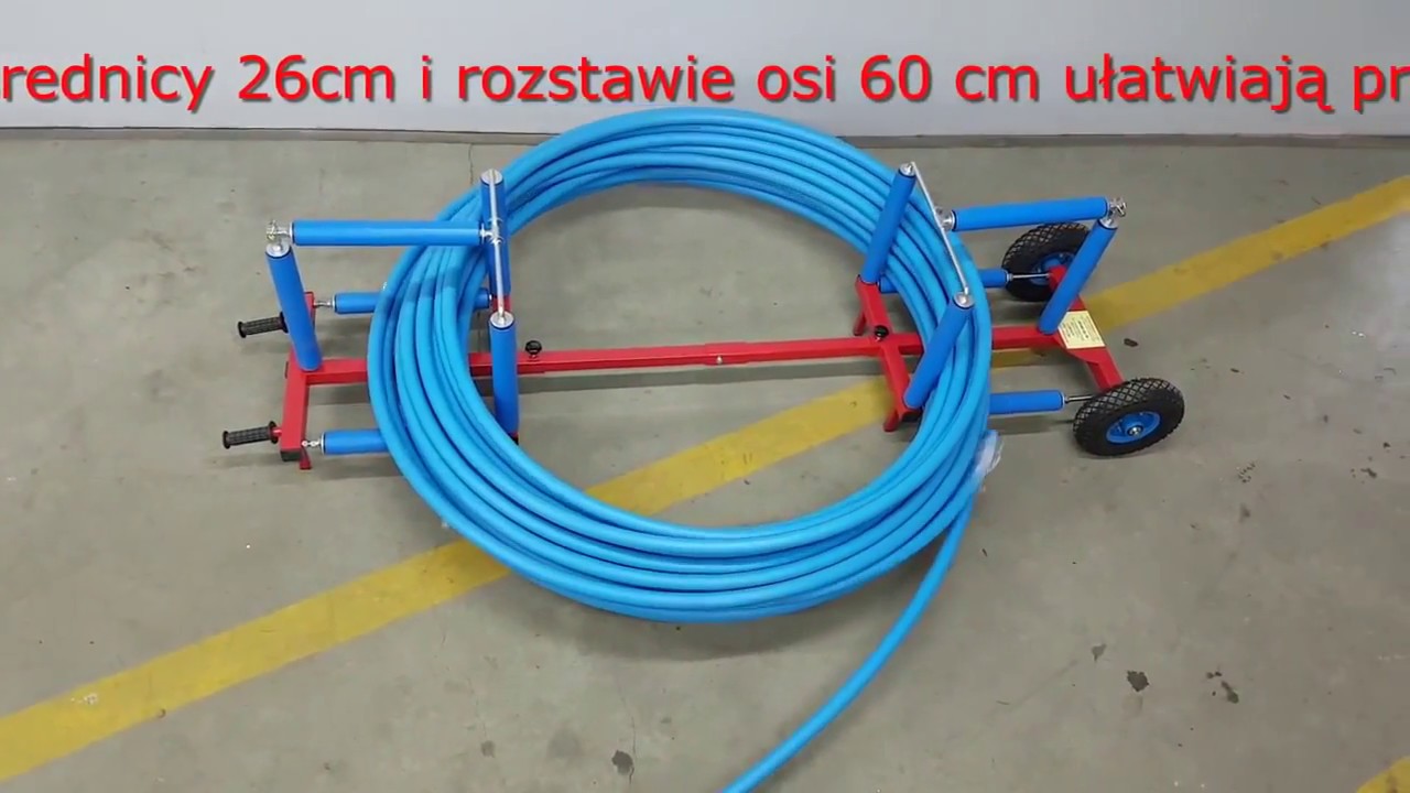 Mobilny rozwijak do rur HDPE 32, 40, 50 mm z kręgów