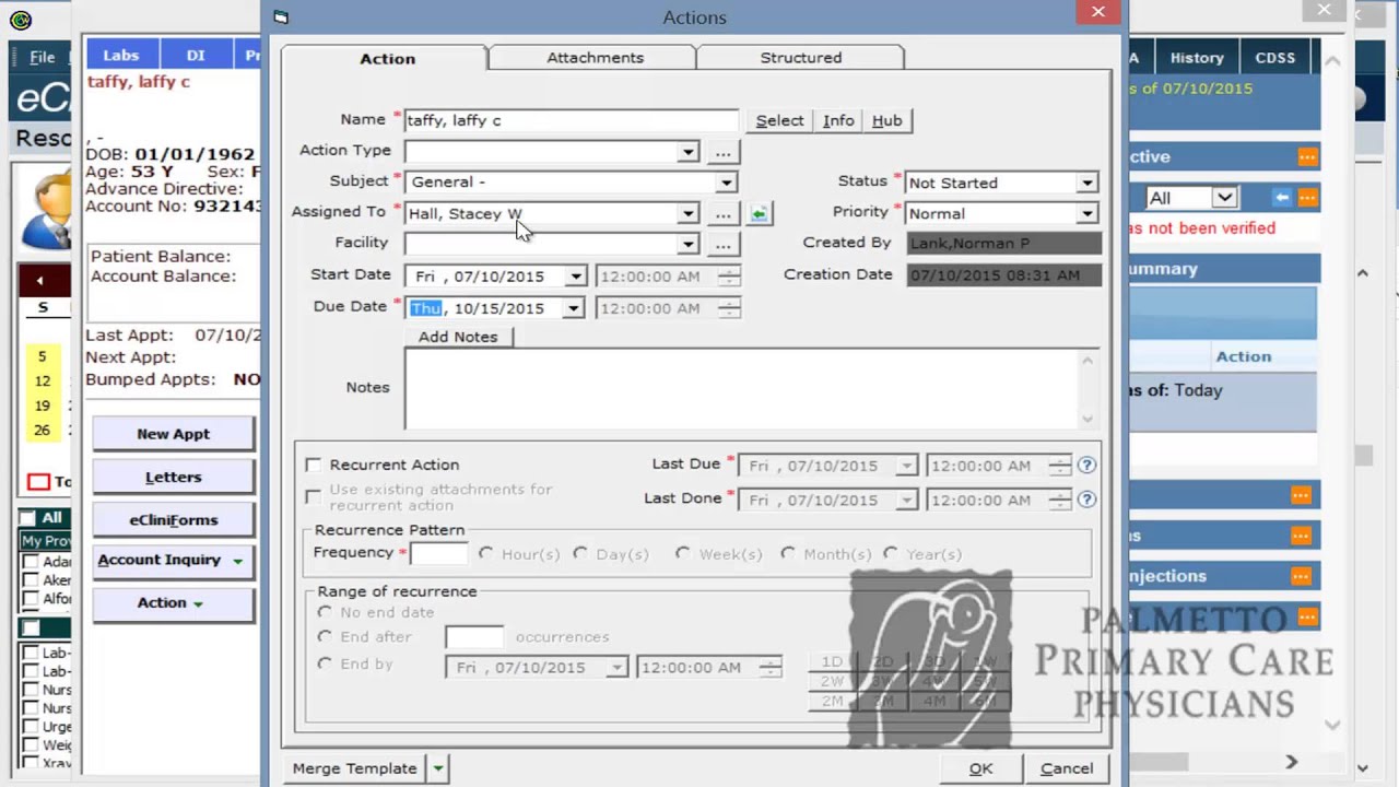 eCW how to create actions