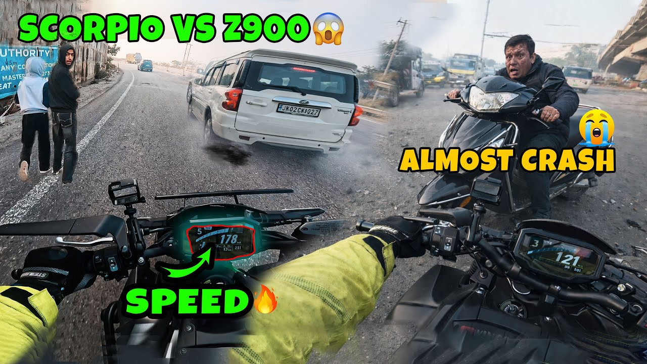 Baal Baal Bach gaya 😱Almost Bike Crash 😭Race With Scorpio🔥 Public reaction