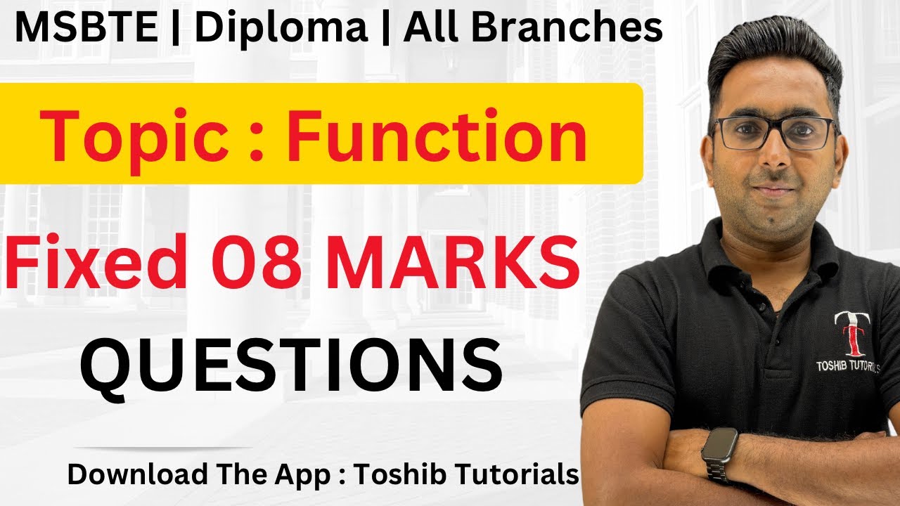 Topic :  Functions | Basic Mathematics Diploma 1st Sem | K SCHEME | Toshib Tutorial M1