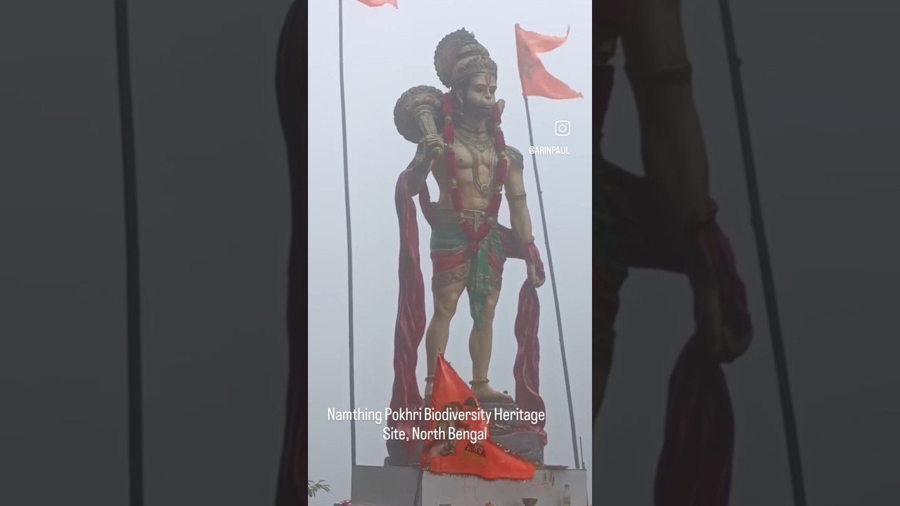 Hanuman Ji idol sits — mist-wrapped, time-blessed. North Bengal. 2025.