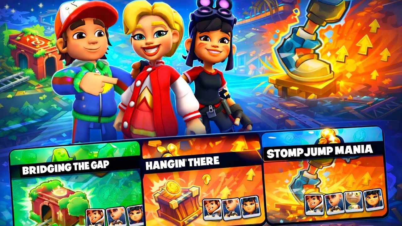 Subway surfers city Gameplay #60 BRIDGING THE GAP/HANGIN THERE/STOMP JUMP MANIA