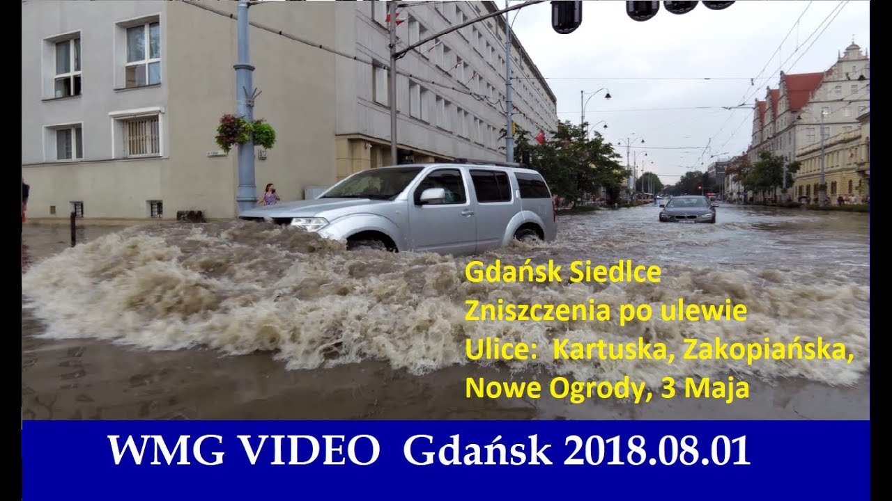 Gdańsk Siedlce zniszczenia po ulewie (Kartuska i okolice) 2018.08.01