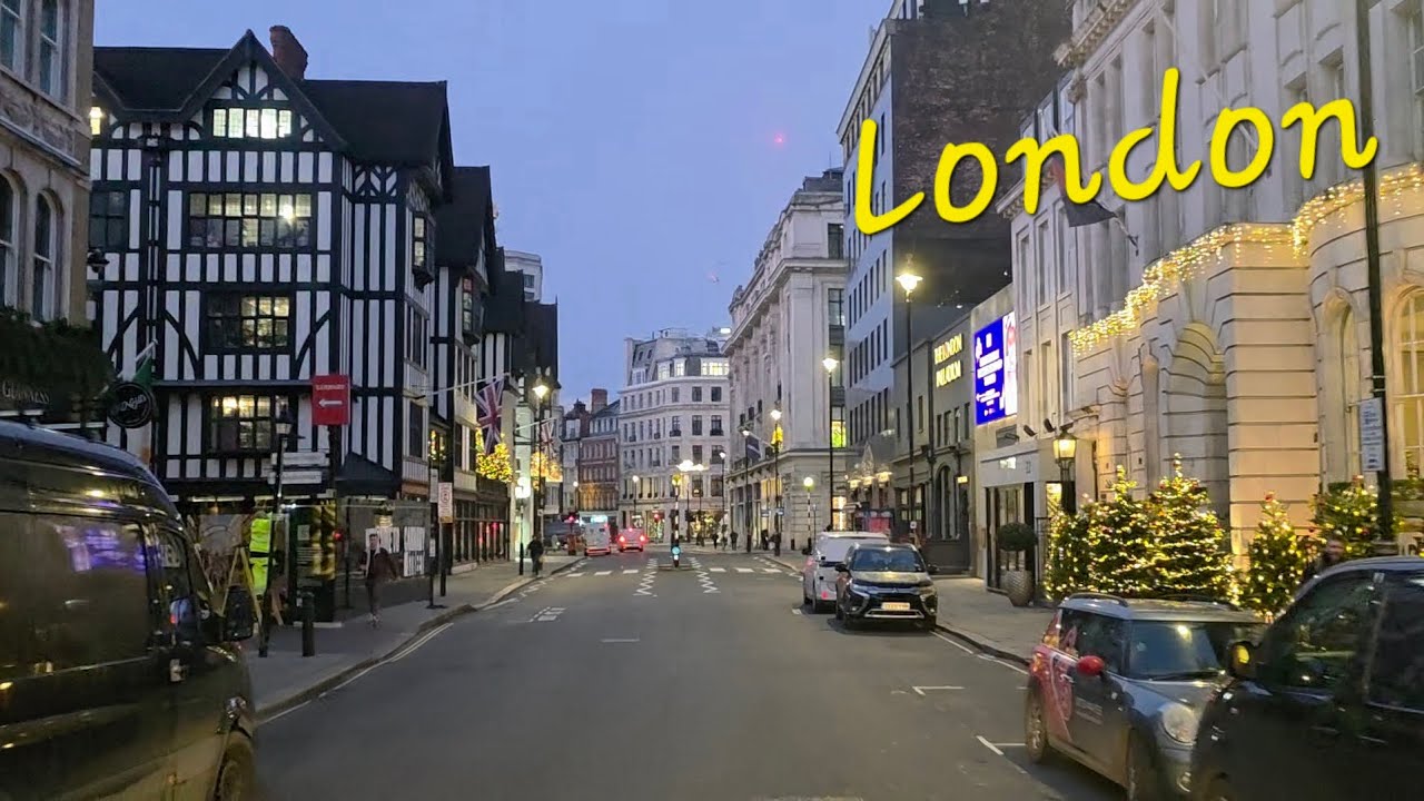 Driving in London. Early morning driving in the city 