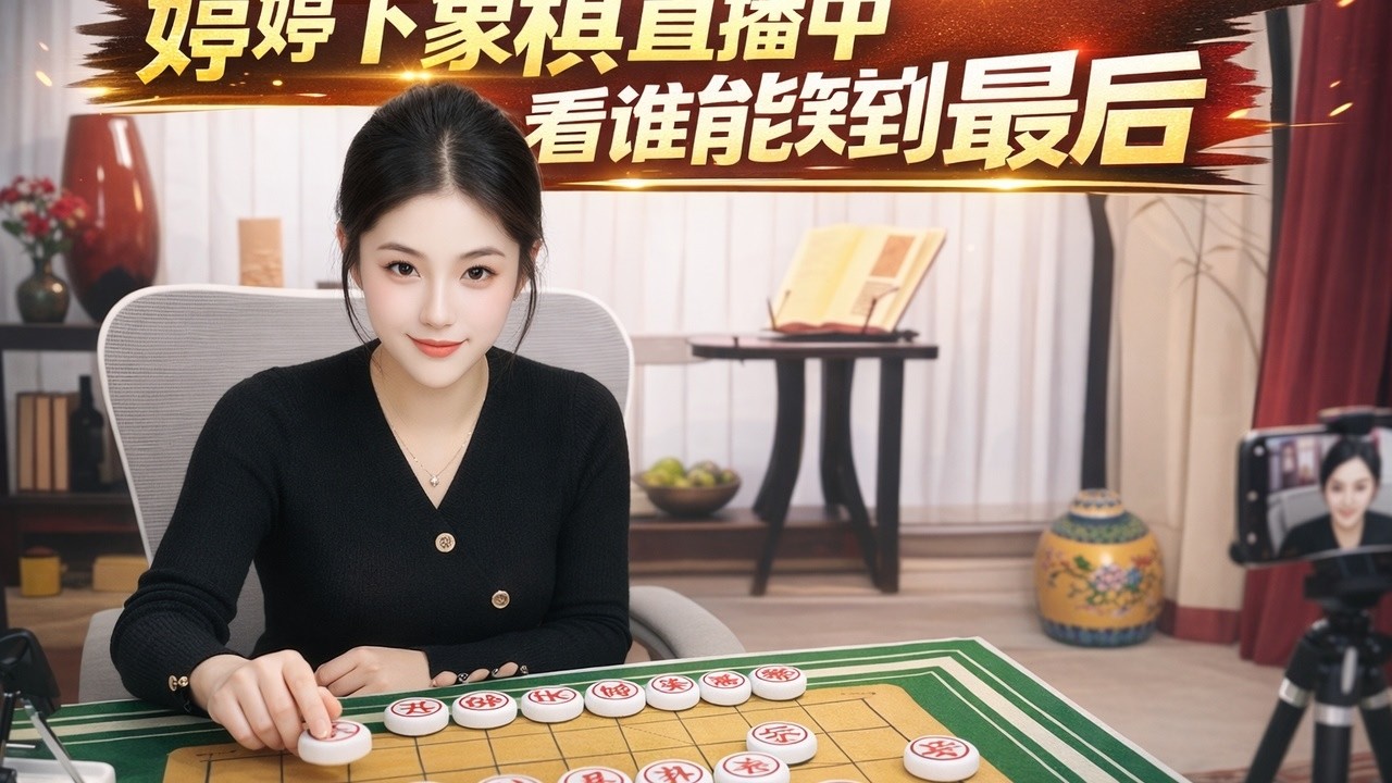 婷婷下象棋直播中，看谁能笑到最后
